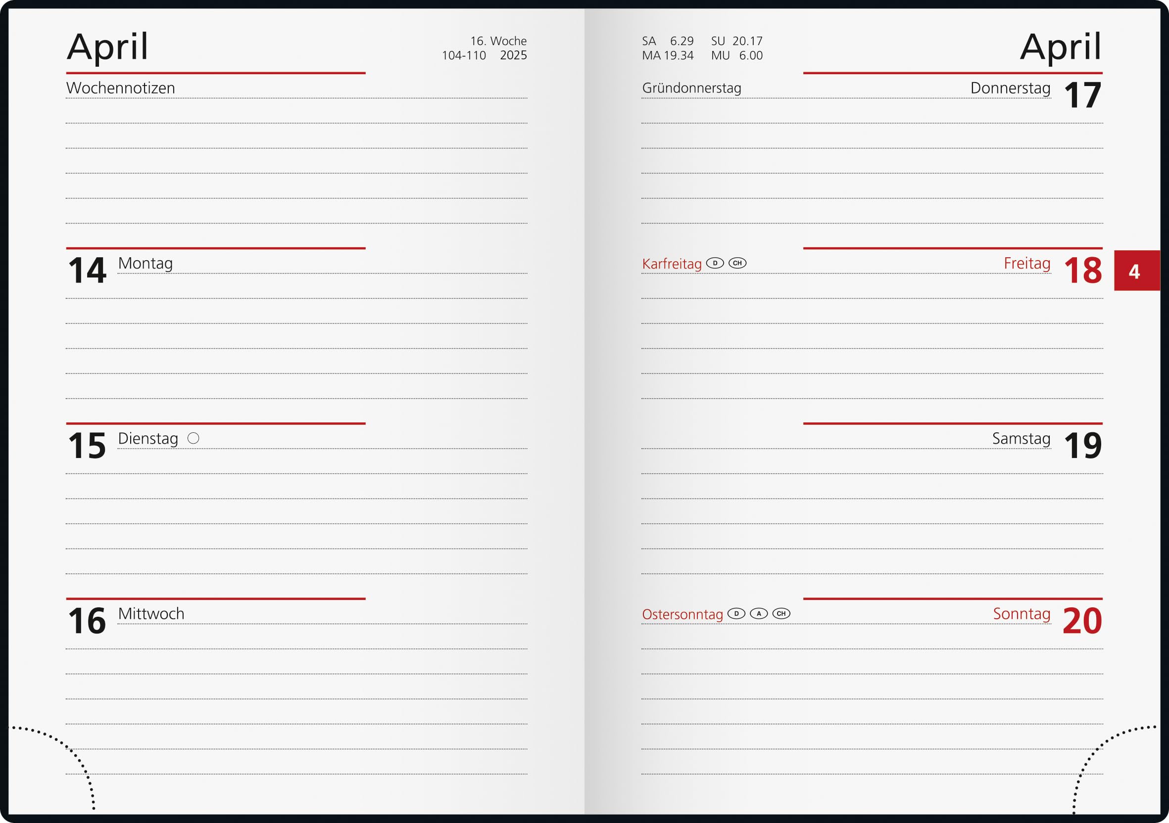 rido/id Pocket Diary Model Perfect/Technik I (2025), 2 Pages = 1 Week ...