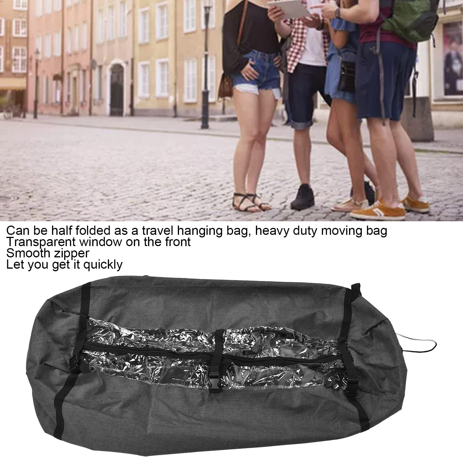 Kleidersack zum Aufhängen, staubdicht, 600D-Oxford-Stoff, transparenter Reißverschluss, Aufbewahrungshülle für Kleidung im Schrank, Reisen