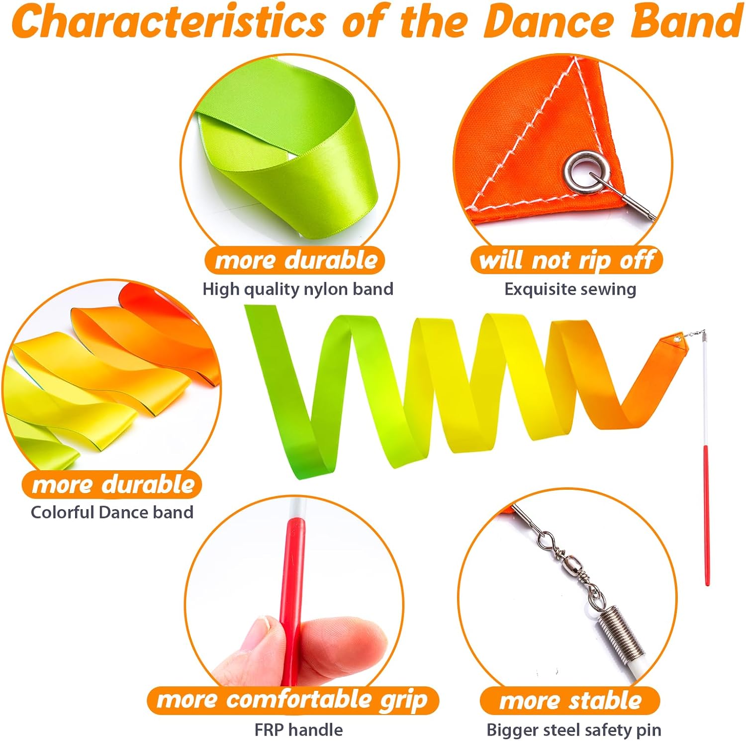Cikyner Gymnastics Ribbon, 2 Packs Colorful Gymnastics Band with Stick image 2