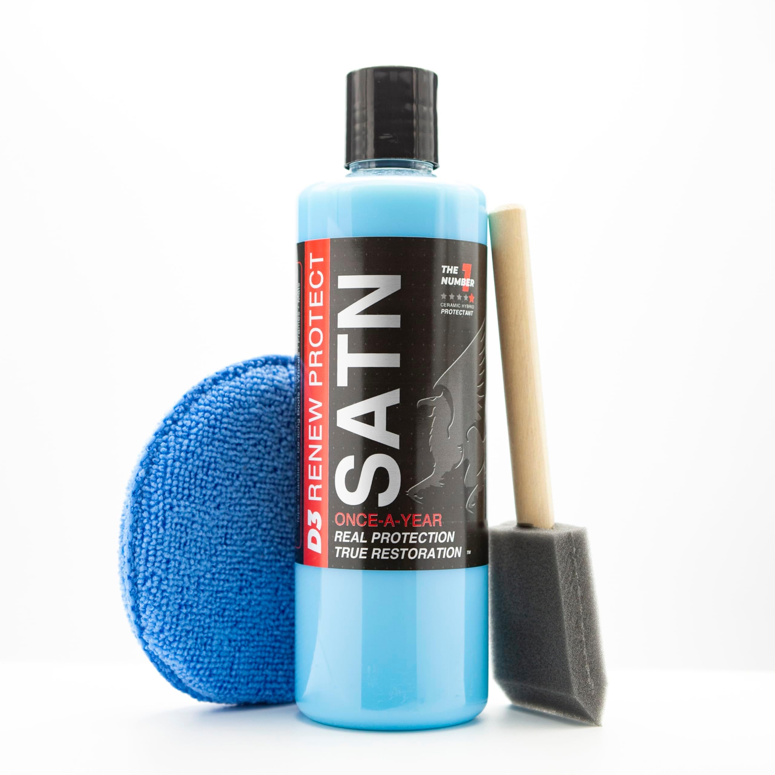 RENEW PROTECT - SATN, Lasts 12 Months+, Tire & Trim Treatment, Low - Mid Shine, Floor Mat- RV- 100% Motorcycle-Safe, Ceramic-Hybrid Protectant, Wash-Proof, 5 min Dry-Seal 16oz