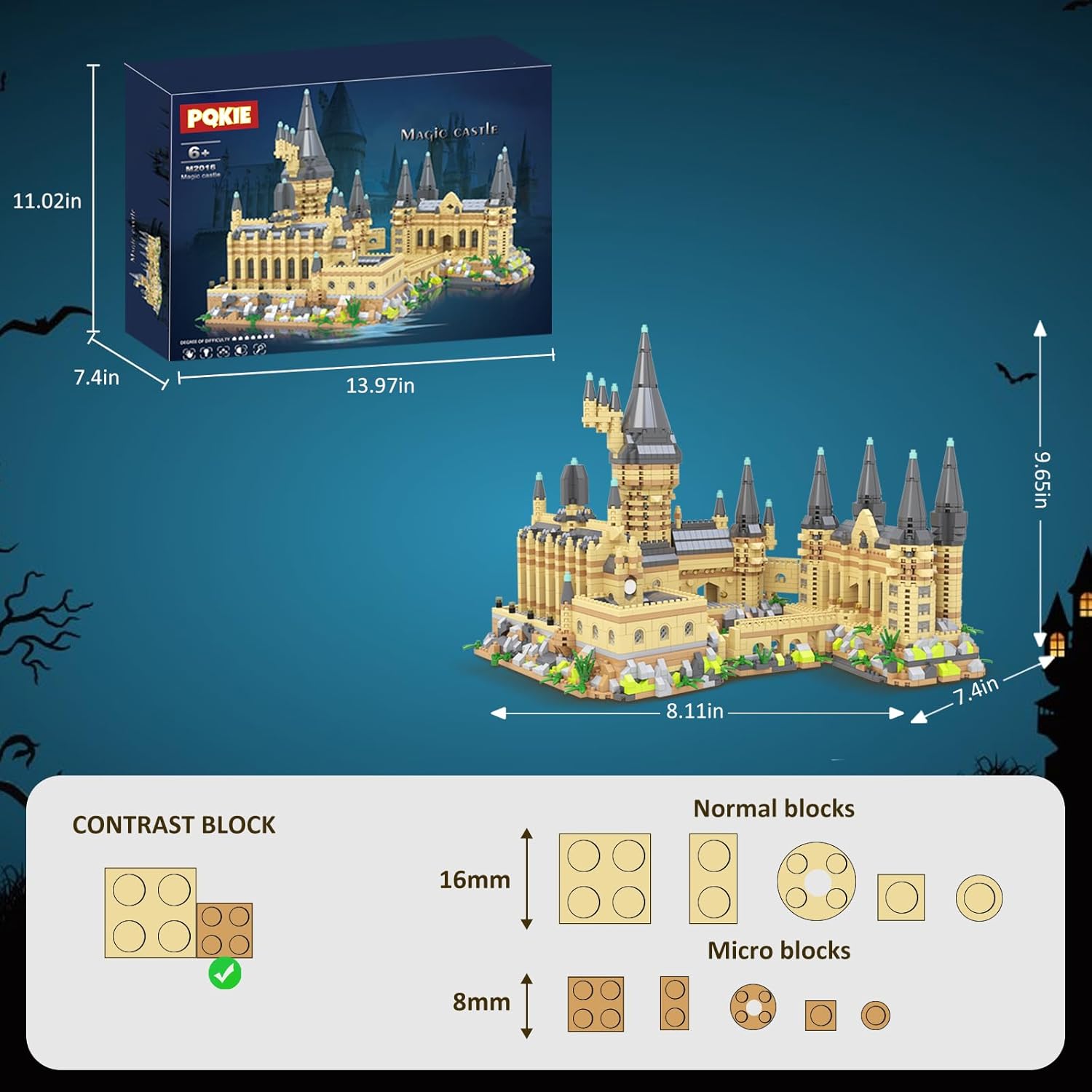 PQKIE Magic Castle Micro Mini Building Set, 2929 Pcs Magic House Model Building Toys, STEM Creative Magic World Office and Home Decor Bricks Kits, Christmas Birthday Gift for Adults Teens Kids 14+