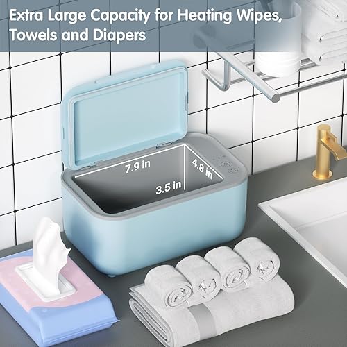 Miniatura 8 de Calentador de toallitas con control de temperatura de 3 pasos, dispensador de toallitas térmicas de gran capacidad para recién nacidos y adultos,