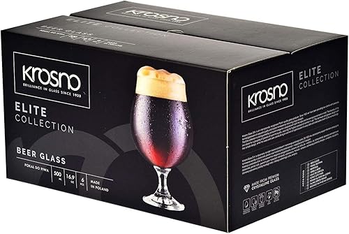 Miniatura 9 de Krosno Dark Stout - Vasos de cerveza de 0.5 litros, juego de 6, 16.9 onzas, colección Elite, perfectos para el hogar y fiestas, aptos para