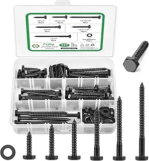 FOLIV 1/4” Hex Lag Bolts,137PCS 304 Stainless Steel 18-8, Black Oxide, Heavy Duty Hex Lag Bolts for Wood Lag Screws Washer Assortment Kit, Length from 1" to 3"