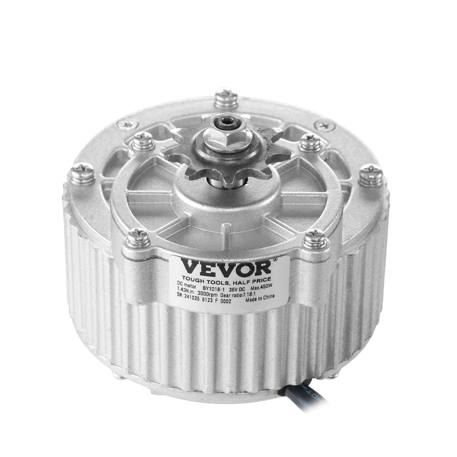 VEVOR Kit de moteur électrique à balais, 450 W, moteur électrique CC pour karts, 36 V 3000 tr/min, avec contrôleur de vitesse et kit d'accélérateur à poignée tournante, pour vélo électrique, scooter