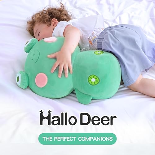 Miniatura 2 de Hallo Deer Peluche de rana Kawaii de 14 pulgadas, bonitos regalos de rana para niñas y niños, almohada de felpa de rana súper suave para Halloween,
