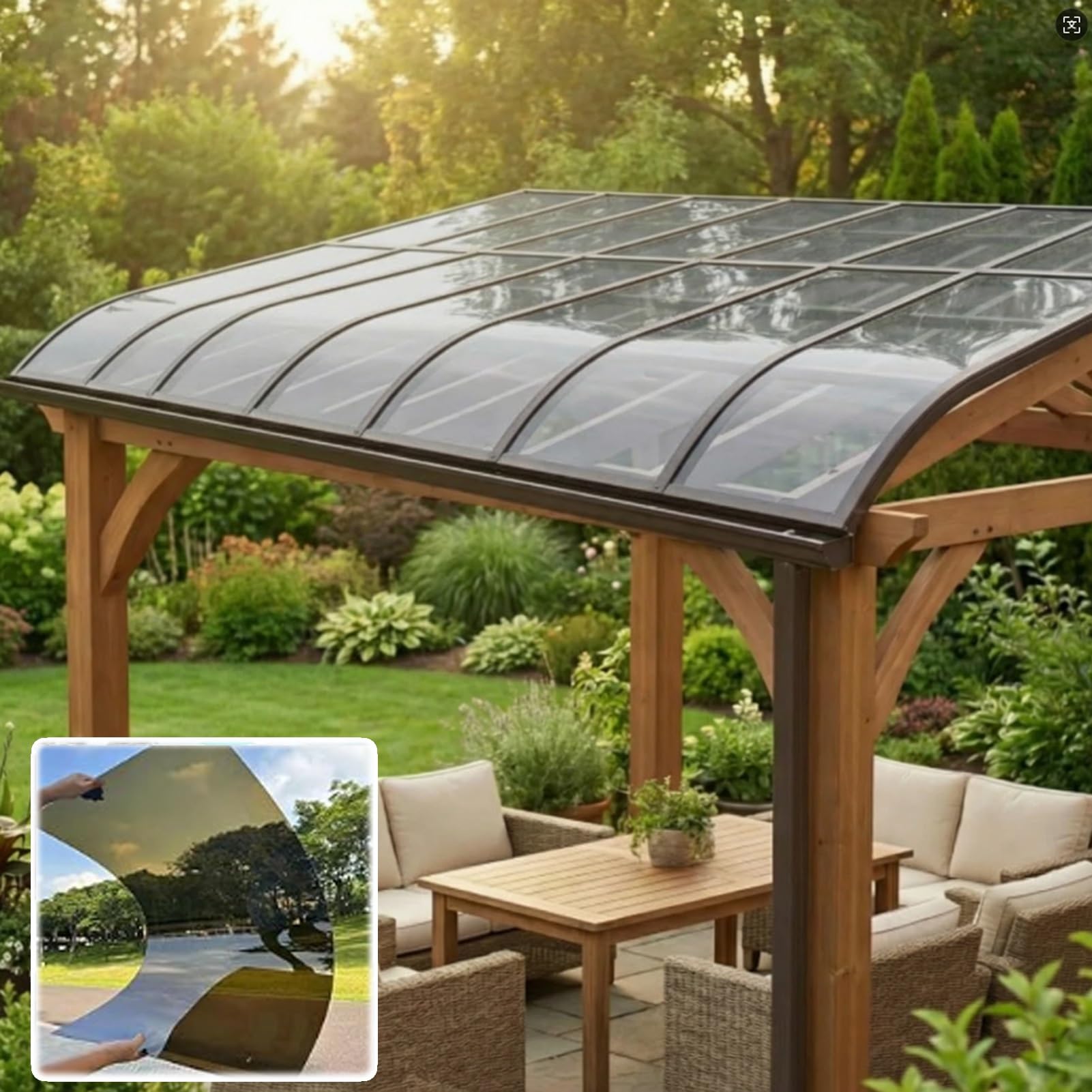 Plaque de polycarbonate pour panneaux de toit de serre et aménagement de terrasse lumineuse