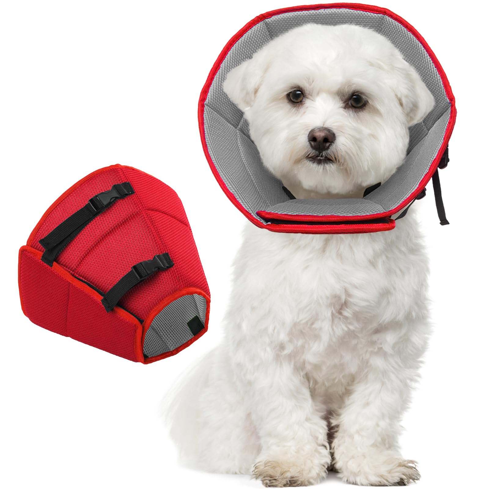 Dog Cone Collar After Surgery, Soft Cone for Small Dogs to Stop Licking, Adjustable Elizabethan Collar for Dogs, Lightweight Breathable Dog Recovery Cones for Wound Healing & Hot Spots — view 10