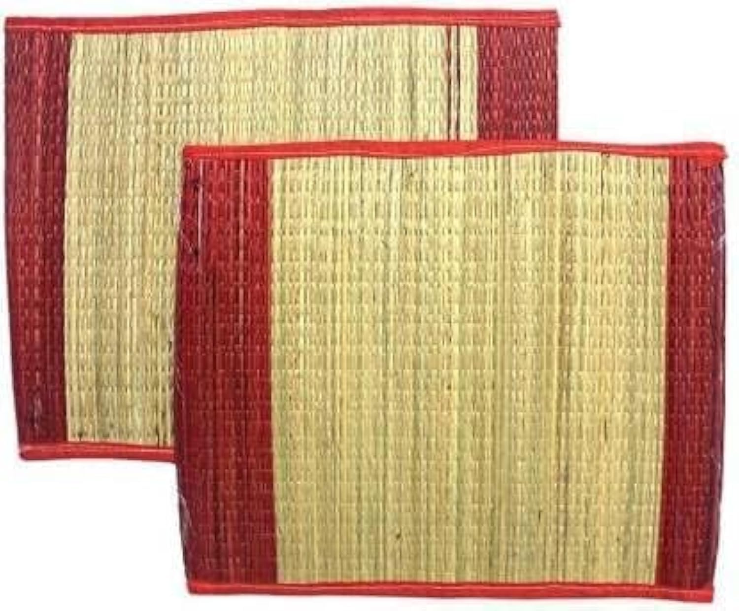 Puja Aasan Asana Mat Puja Asana for Mandir Kusha Asan Kusha Grass 18 Inch X 18 Inch Set of 2 Pieces