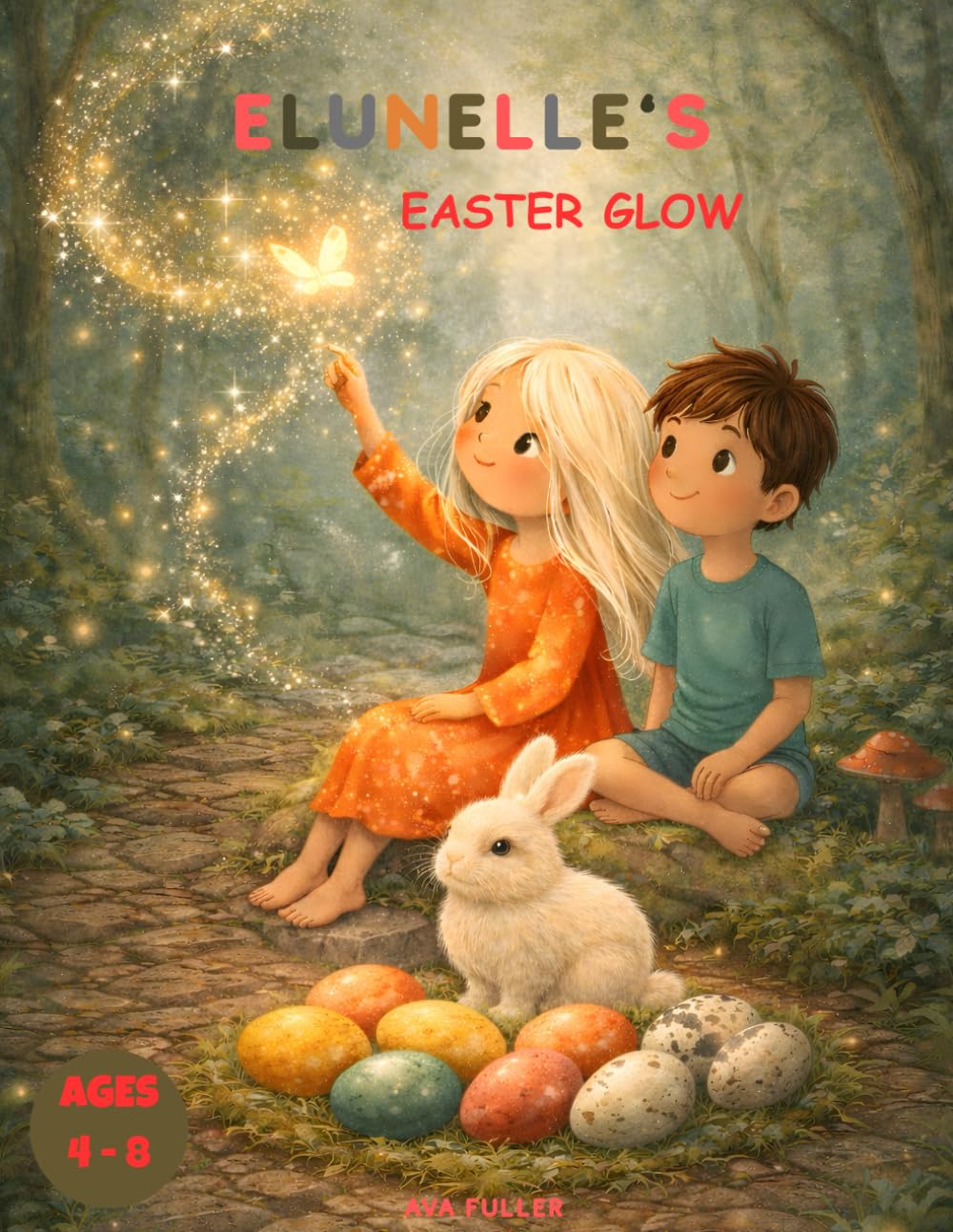 Elunelle’s Easter Glow: 50 Bold Simple Coloring Sheets For Children Ages 4–8 — Rabbits, Decorated Eggs, Springtime Scenes, Family Moments
