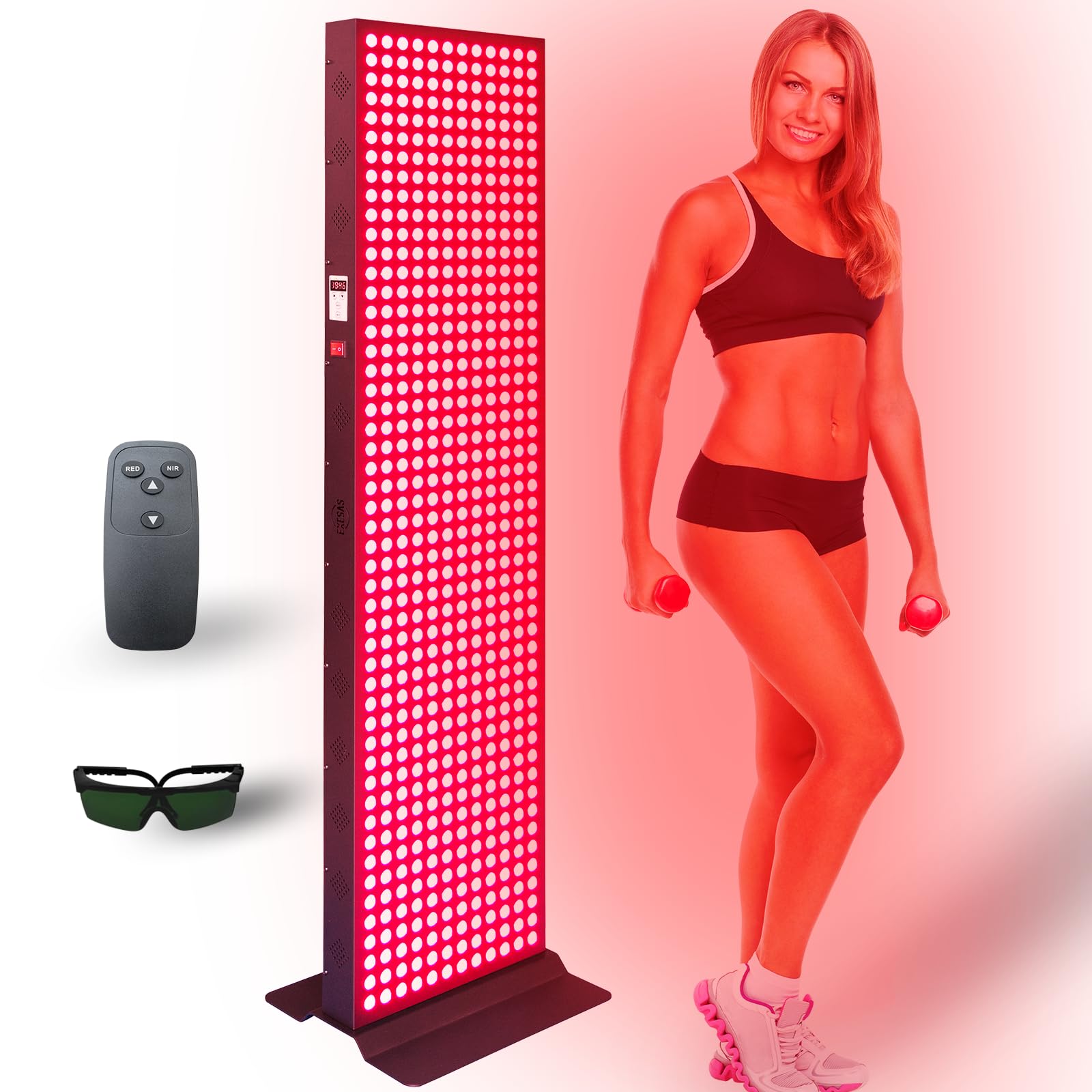 Red Light Therapy Device for Full Body, 630nm, 660nm, 810nm & 850nm, Near Infrared Dual-Chip Clinical Grade LED Panel for Smooth Skin, Weight & Pain Management and Overall Wellness (3000-Watt 600-LED)