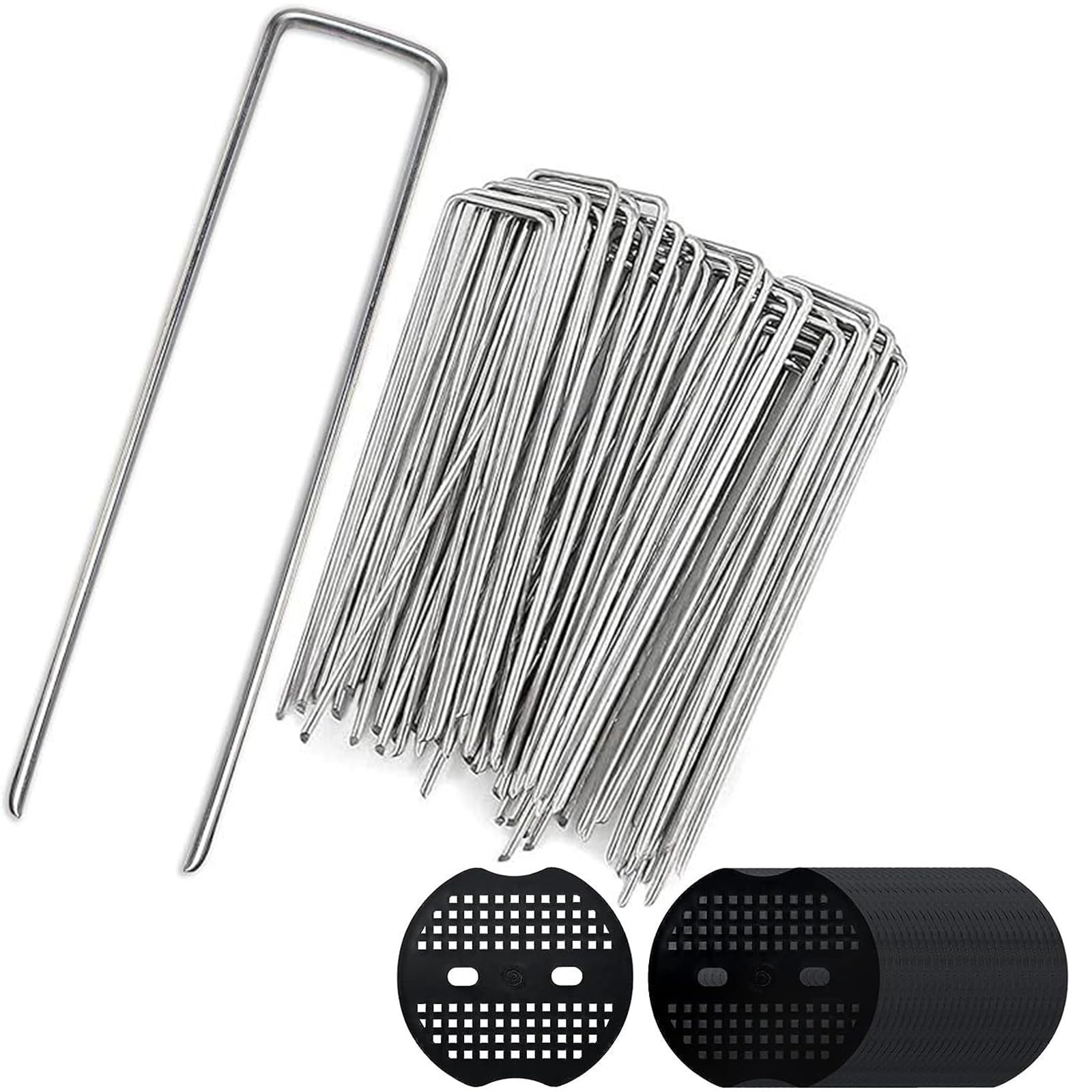 Agrafes de Sol de qualité Professionnelle, Broches en U Robustes en Acier de 3 mm avec rondelles pour Tissu, Gazon et bâche (Plusieurs Tailles) 100 pièces 250x40mmØ3mm