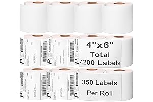12PCS 4" x 6" Self Adhesive Direct Thermal Labels for Zebra 2844...