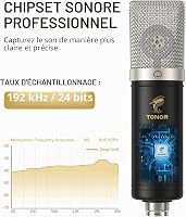 Microfon condensator cardioid USB TONOR TC-2030, înregistrare 192 kHz/24 biți, cu braț articulat anti-șoc, pentru podcast, YouTube și sonorizare 4