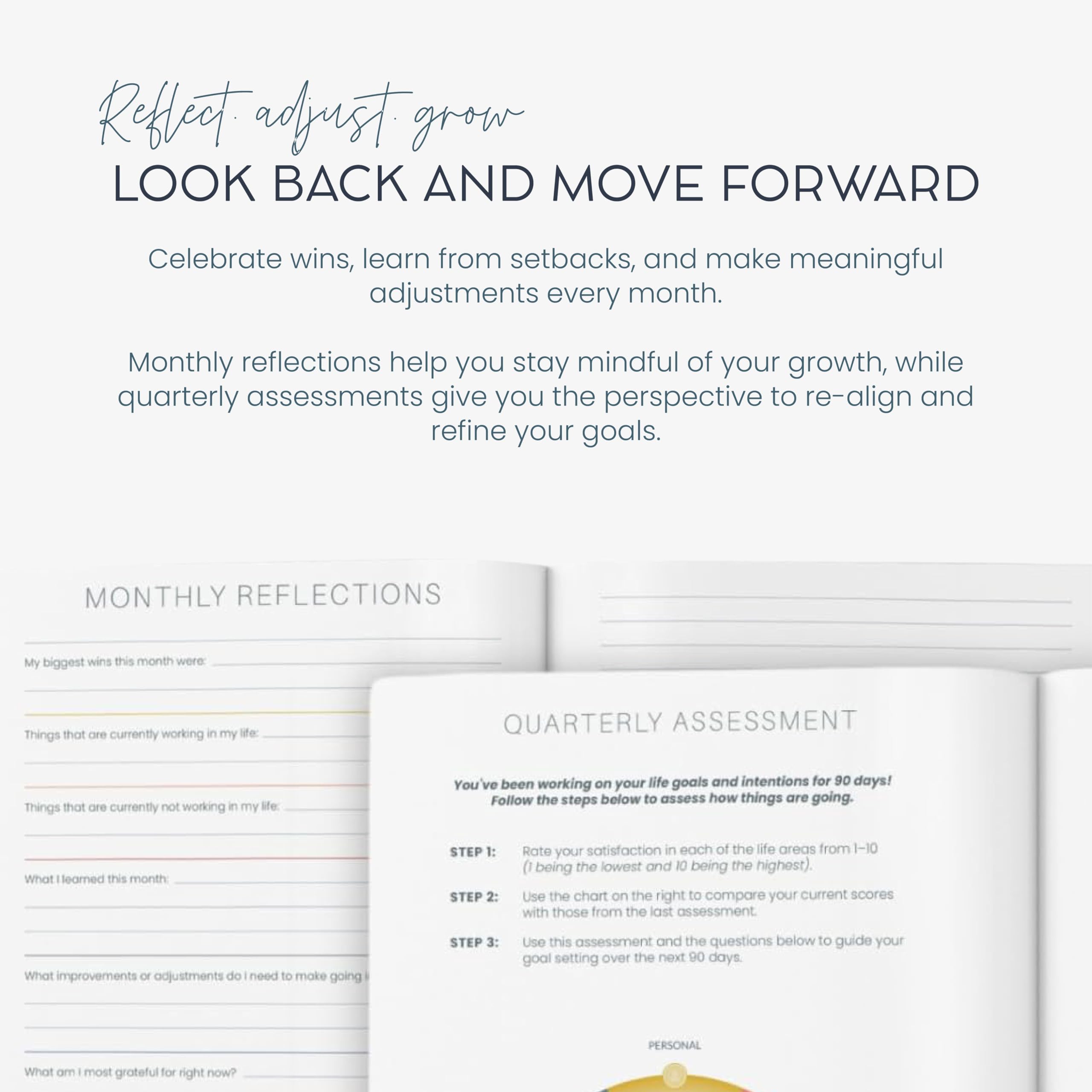 MäksēLife Cuadernos para establecer objetivos, juego Moxie | Planificador de 12 meses sin fecha para visión audaz y acciones semanales, sistema de logros de fomento de confianza A5