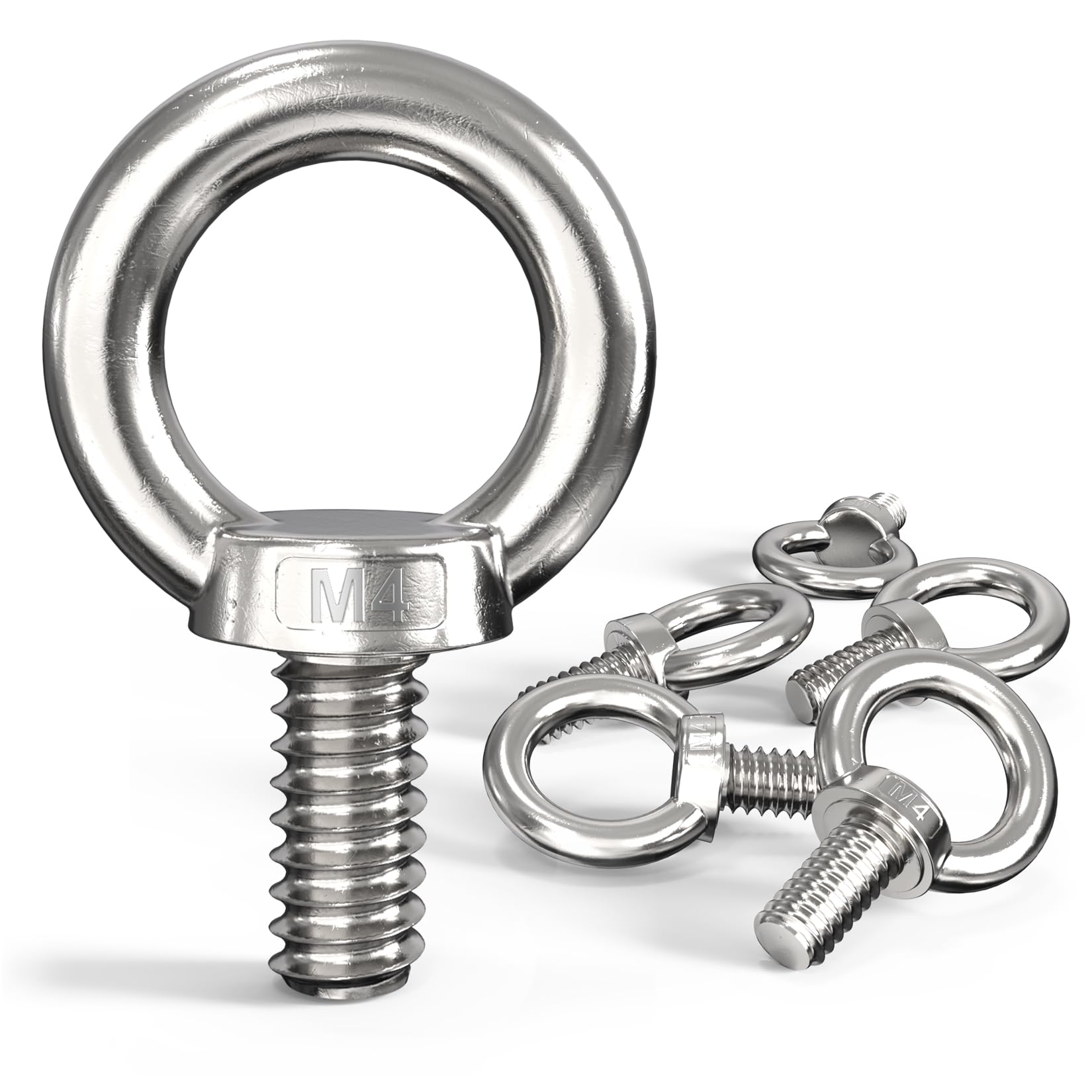 6 pezzi viti ad anello M4, viti ad occhiello in acciaio inox 304 viti ad occhio, bulloni ad anello rotondi con filettatura per fissare e appendere