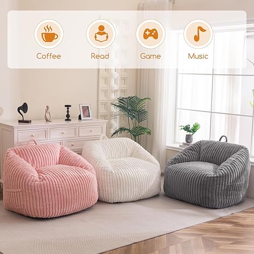 Miniatura 8 de BYBYME Silla Puf Gigante para Adultos y Niños, Puf Grande Cómodo y Acogedor, Sofá de Piso para Adolescentes, Sala de Estar, Juegos, Lectura, Gris
