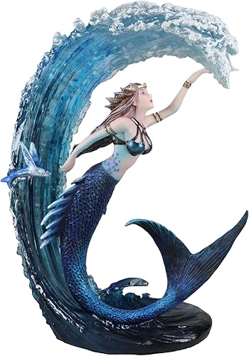 Ebros Gift Anne Stokes Fantasía Arte Agua Elemental Sirena Surf Las olas Aqua Spirit Magic Water Bender Coleccionista Figura Guerrero Avatar