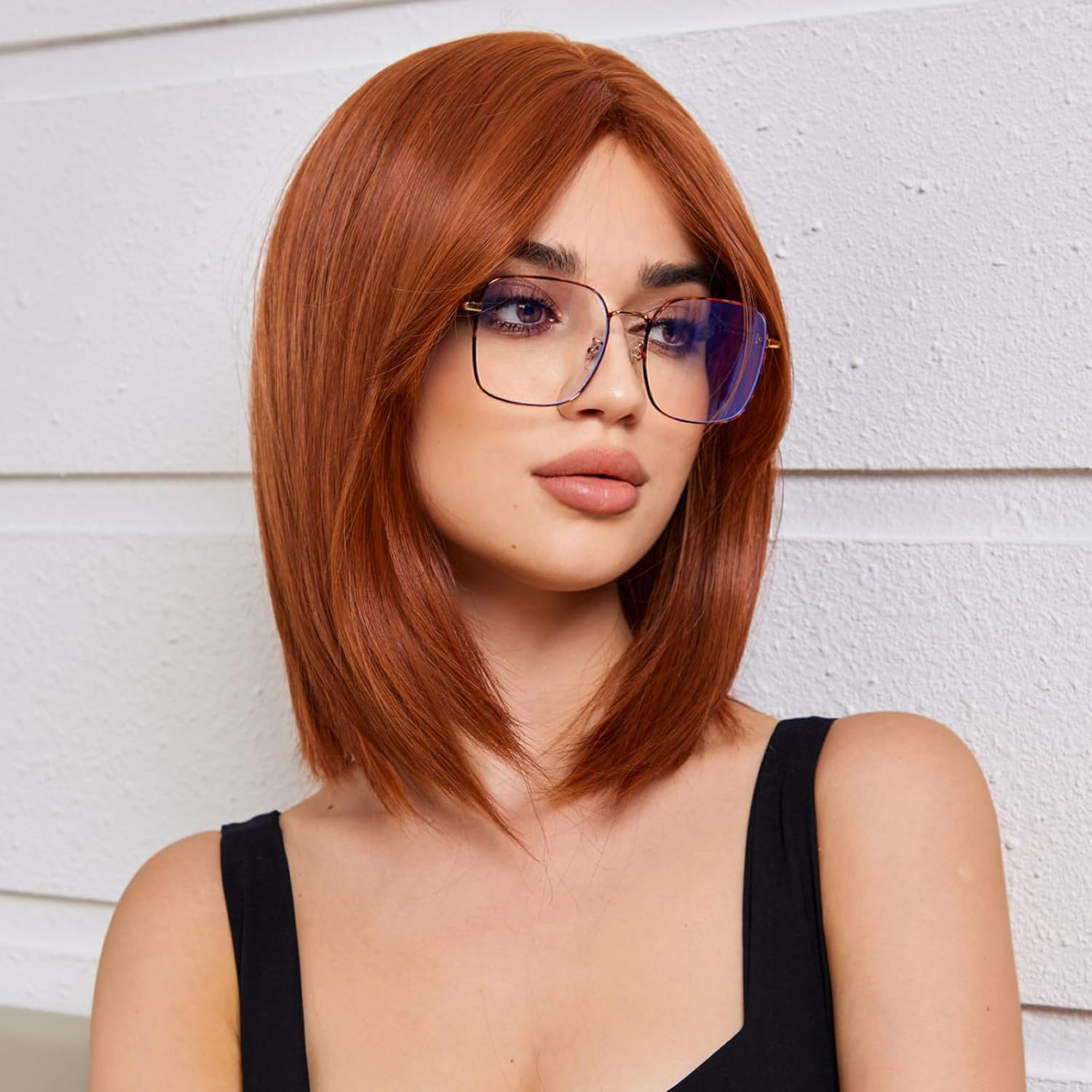 WOKESTAR Bob Wig with Fringe Short Honey Blonde Color Wigs for Women