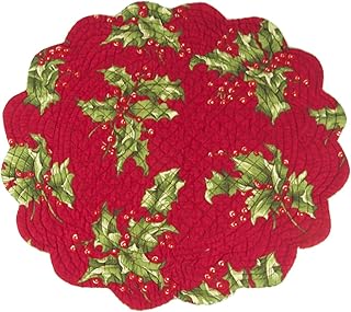 CFF Round Quilted Placement in Holly Red - Reversable