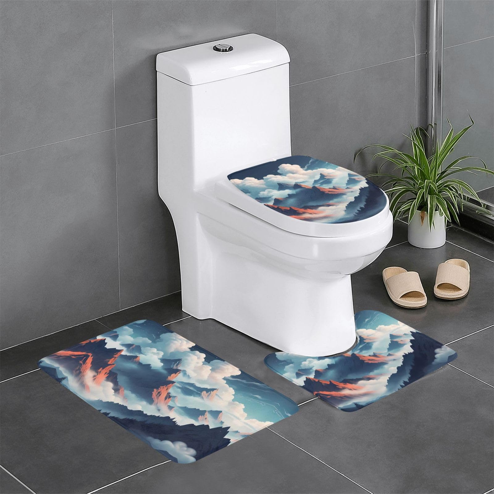 Tapis de salle de bain anti-glissade lot de 3 tapis faciles à nettoyer