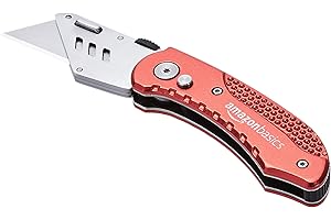 Amazon Basics Foldable Utility Knife, Lightweight Aluminum Body