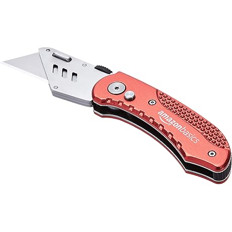 Amazon Basics Foldable Utility Knife, Lightweight Aluminum Body