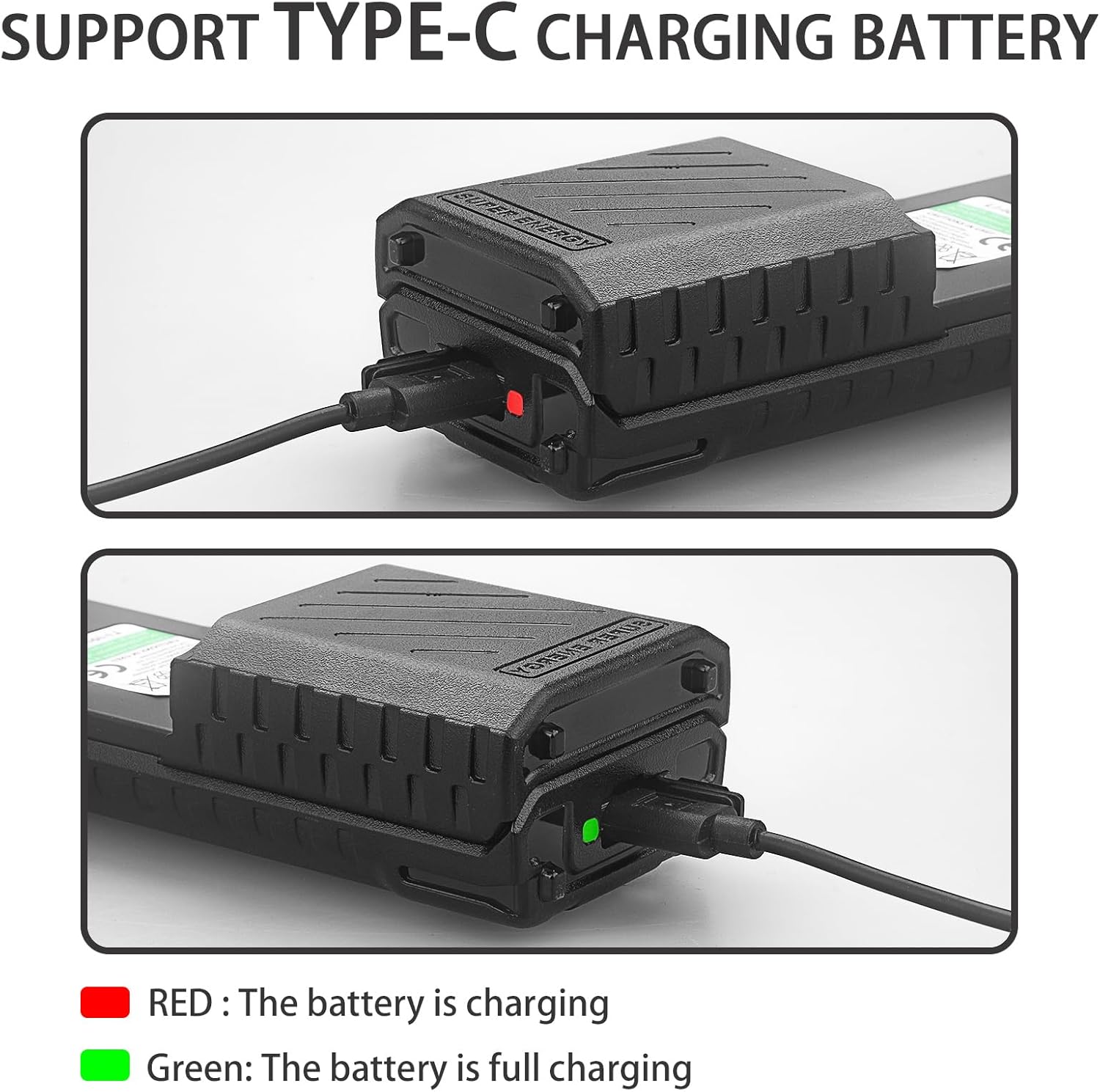 BAOFENG AR-5RM Battery,6800mAh High Capacity 5RM Extended Rechargeable Battery USB-C Charging 7.4V UV-5RM UV-5RH PRO GM-5RH UV-5G Plus GMRS 5RM Series Two-Way Radio (2 Pack+USB-c Charging Cable)
