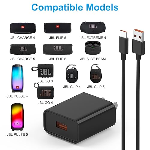 Miniatura 3 de Cargador para JBL Charge 4, Charge 5, JBL Flip 5, Flip 6, JBL Pulse 4, Pulse 5, Clip4, Clip5, JRPOP, Endurance Peak II, altavoces inalámbricos
