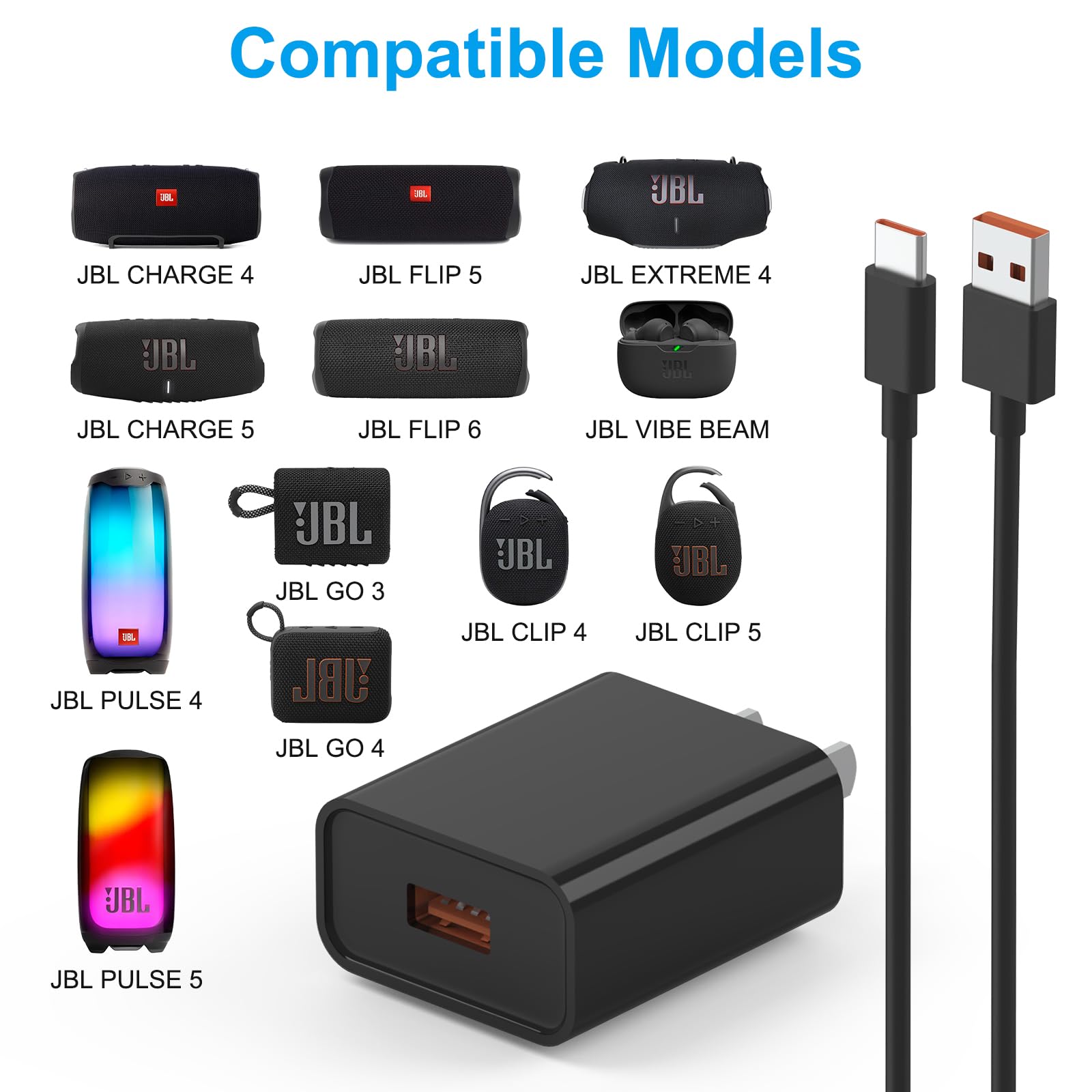 Amazon.com: USB Fast Charger for JBL Charge 4, Charge 5, JBL Flip