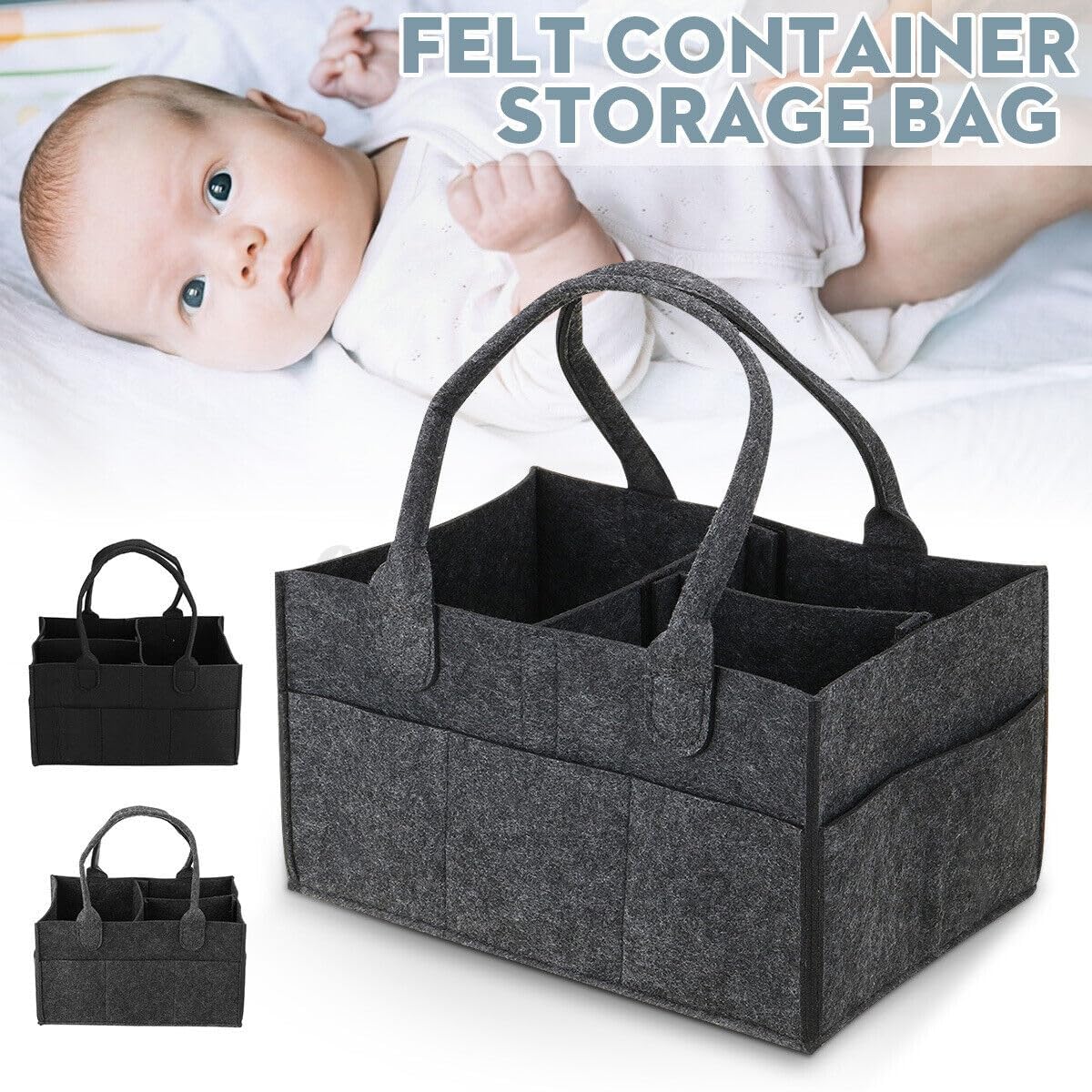 Kresal Diaper Caddy Bag for Smart Mothers - Baby Diaper Caddy Organizers - Baby Wipes Felt Storage, Nursery, Foldable, Portable and Lightweight - Image 4 thumbnail