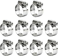 Vista 16 de Abrazadera de manguera, paquete de 10 abrazaderas de manguera de acero inoxidable, ajustables de 1-1/4 pulgadas a 2-1/4 pulgadas, abrazaderas