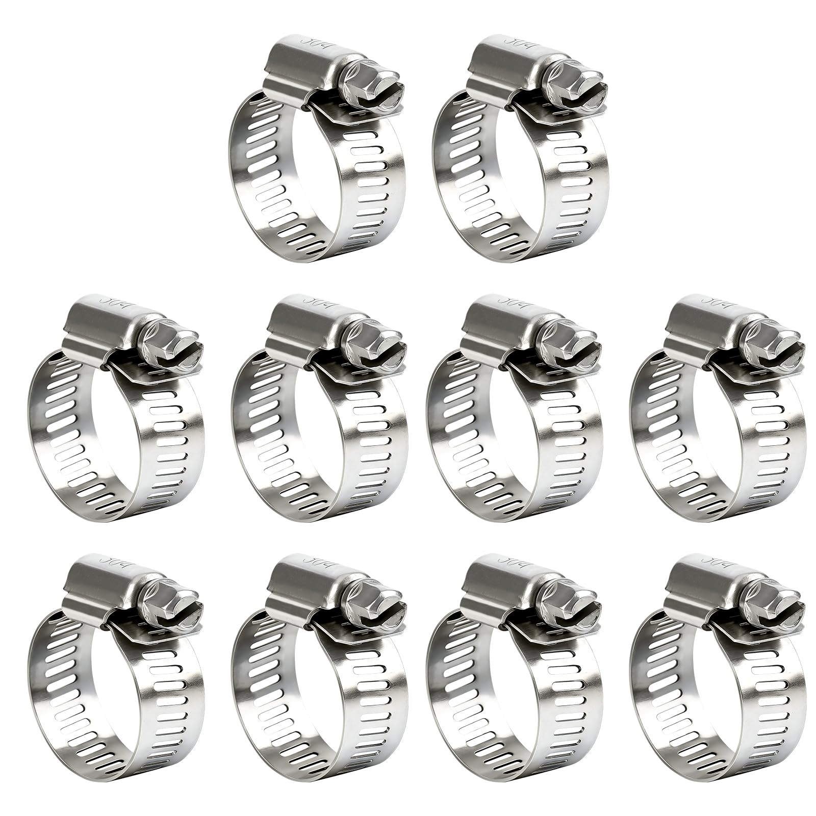 Stainless Steel Hose Clamps Assortment Kit - 20 PCS Adjustable 1/2 Inch to 1 Inch Worm Gear Clamps for Automotive, Plumbing, Fuel Line, Mechanical Hose Pipe