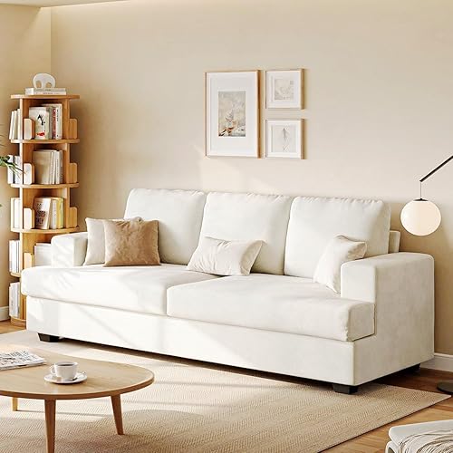 89" 3 Seater Couches for Living Room Sofas Comfy Sectional Couch with 24" Deep Seat Loveseat Sofa for Small Apartment, Cream White