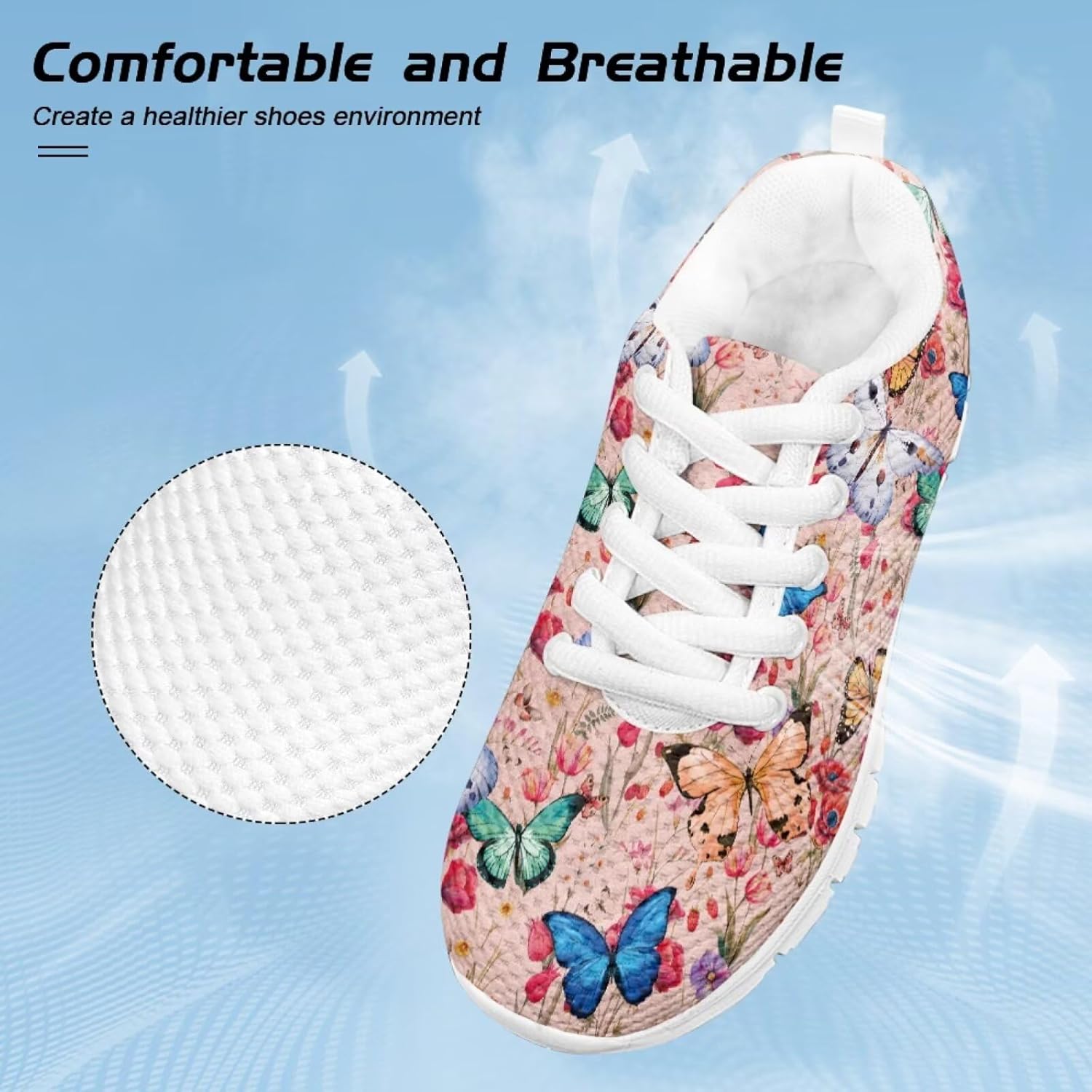 Funnydude Cool Print Girls Running Shoes Comfortable Breathable Shoes Lightweight Sneakers for School
