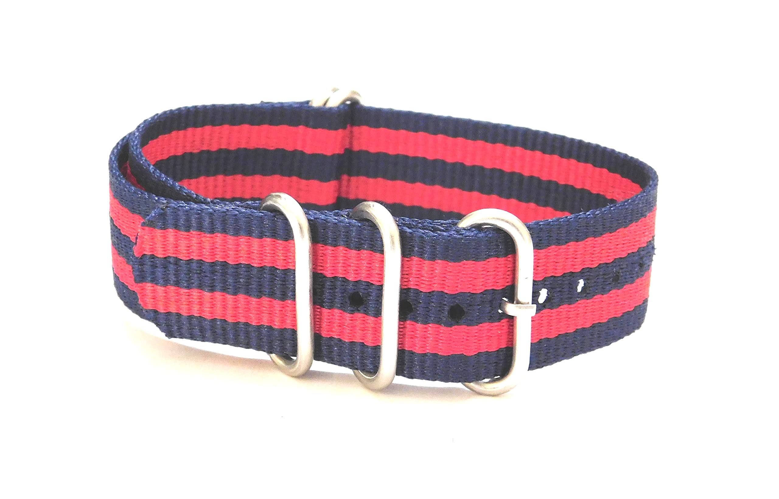 22mm Stech Nylon Nato Zulu Strap For Watch 5 Rings 25cms Lenght (Dark Blue & Red) (B07KDQWK2B) Amazon Price History, Amazon Price Tracker
