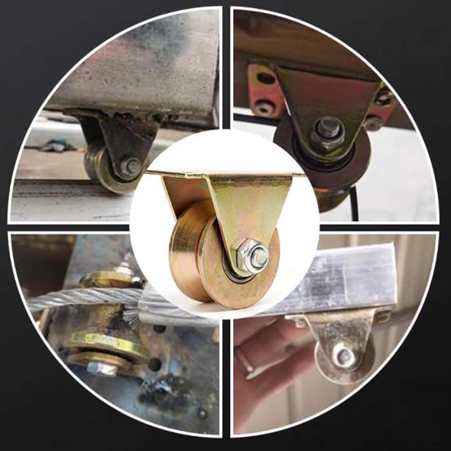 Polea de Inversión,2pz Rueda con Ranura en V,Ruedas Poleas para Cuerda,Polea de Elevación de Acero,Polea con Polea con Rodamiento de Bolas para Cuerdas Motores,con Tornillos (119mm)