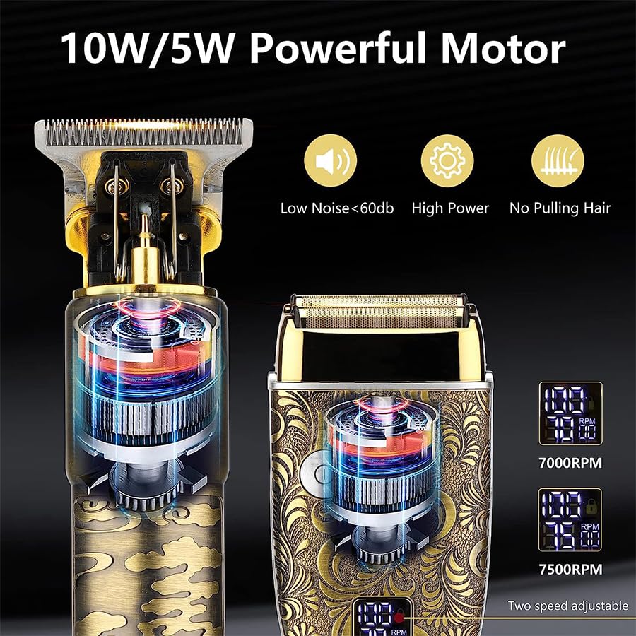 Professional-Hair-Clippers-for-Men-2PCS-Professional-Hair-Clippers-Set-T-Blade-Hair-Trimmers-Electric-Shavers-for-Men-Cordless-Beard-Trimmers