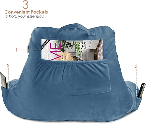 Miniatura 5 de Nestl - Almohada de lectura estándar para cama, con espuma viscoelástica triturada, almohada de respaldo para leer y reposar en cama, almohada para