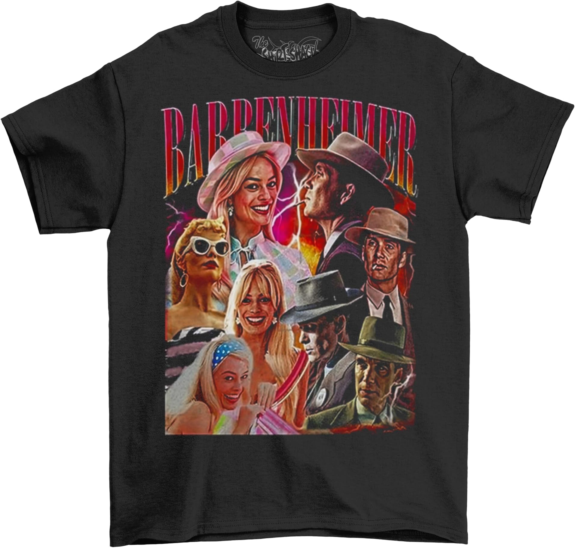 ShirtShackNew Barbenheimer Vintage Movie Shirt Mens & Ladies Unisex Black T-Shirt