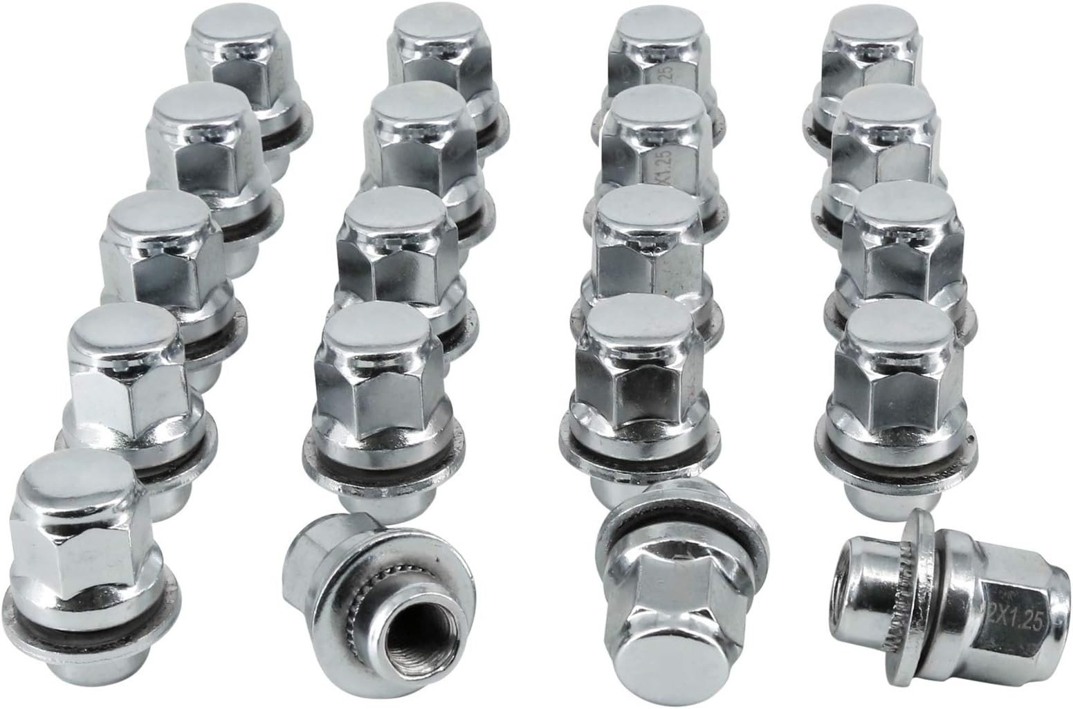 M12x1.25 Lug Nuts, Wheel Accessories Parts Set of 20pcs Chrome 12x1.25 Lug Nuts Replacement for Infiniti EX35 EX37 FX35 FX37 Nissan Maximas Pathfinders Aftermarket Wheel Chrome Closed End Lug Nuts