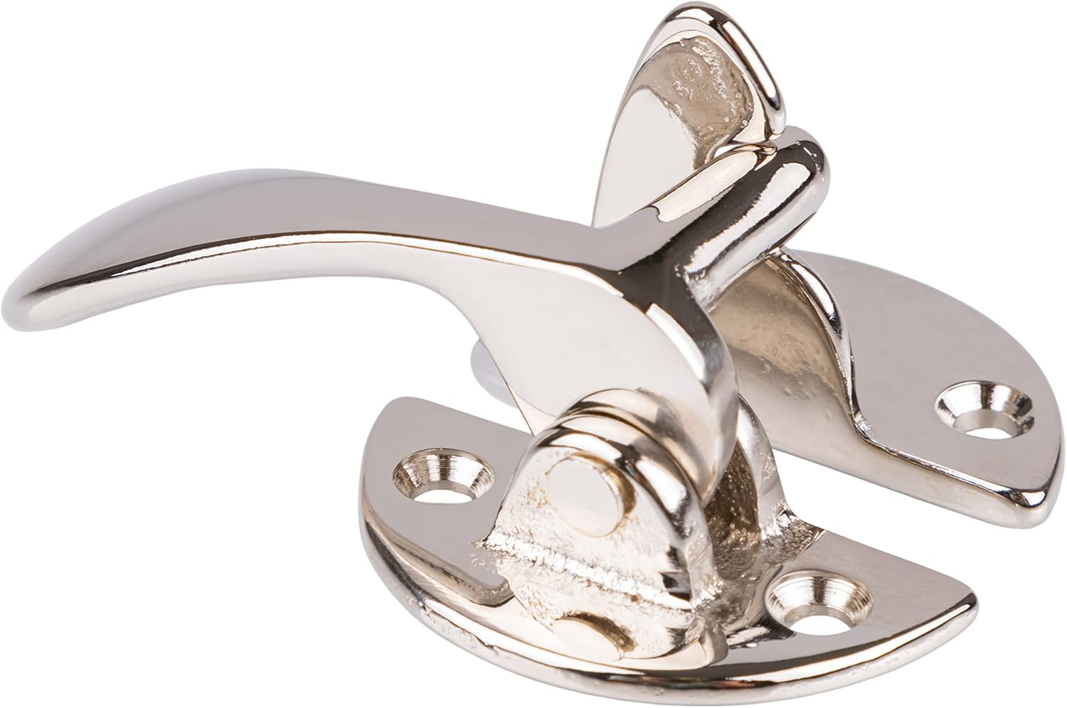 Nickel Right Flush Cabinet or Cupboard Lever Latch with Catch | Antique Cabinet, Vintage Cupboard Reproduction Hardware | UA-116-HLPN