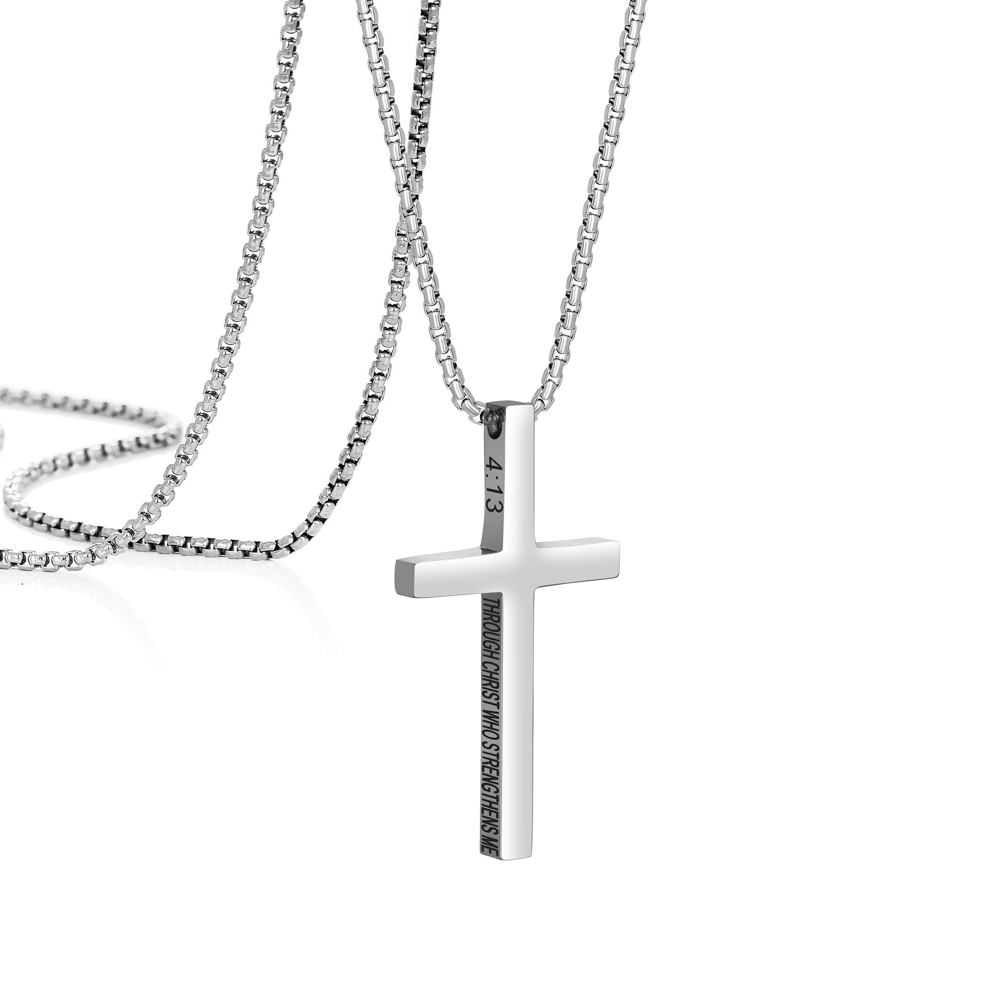 MEMGIFTFather's Day Gifts Cross Necklaces for Men Christian Cross Necklace for Boys Cross Necklace Gold Silver Black Cross Necklace for Mens Jewelry Religious Birthday Christmas Gifts for Men Chains