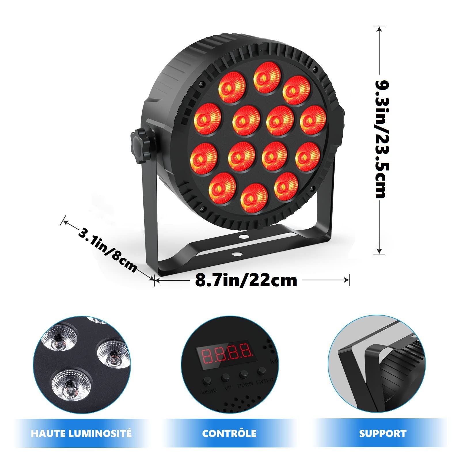 2PCS Par LED RGBW, HOLDLAMP 84W RGBW Lumière de Scène avec Télécommande et Activation Sonore, DMX 4 / 8CH Éclairage de scène pour Festivals,Jardin, Fête, Bars, DJ, Concerts