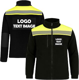 Personalisierte Fleecejacke Herren Reflektierend – Warnschutzjacke Fleece Hi Vis Jacke, Arbeitsjacke mit Reflektoren, Sicherheitsjacke mit Logo für Einsatz, Bau & Outdoor