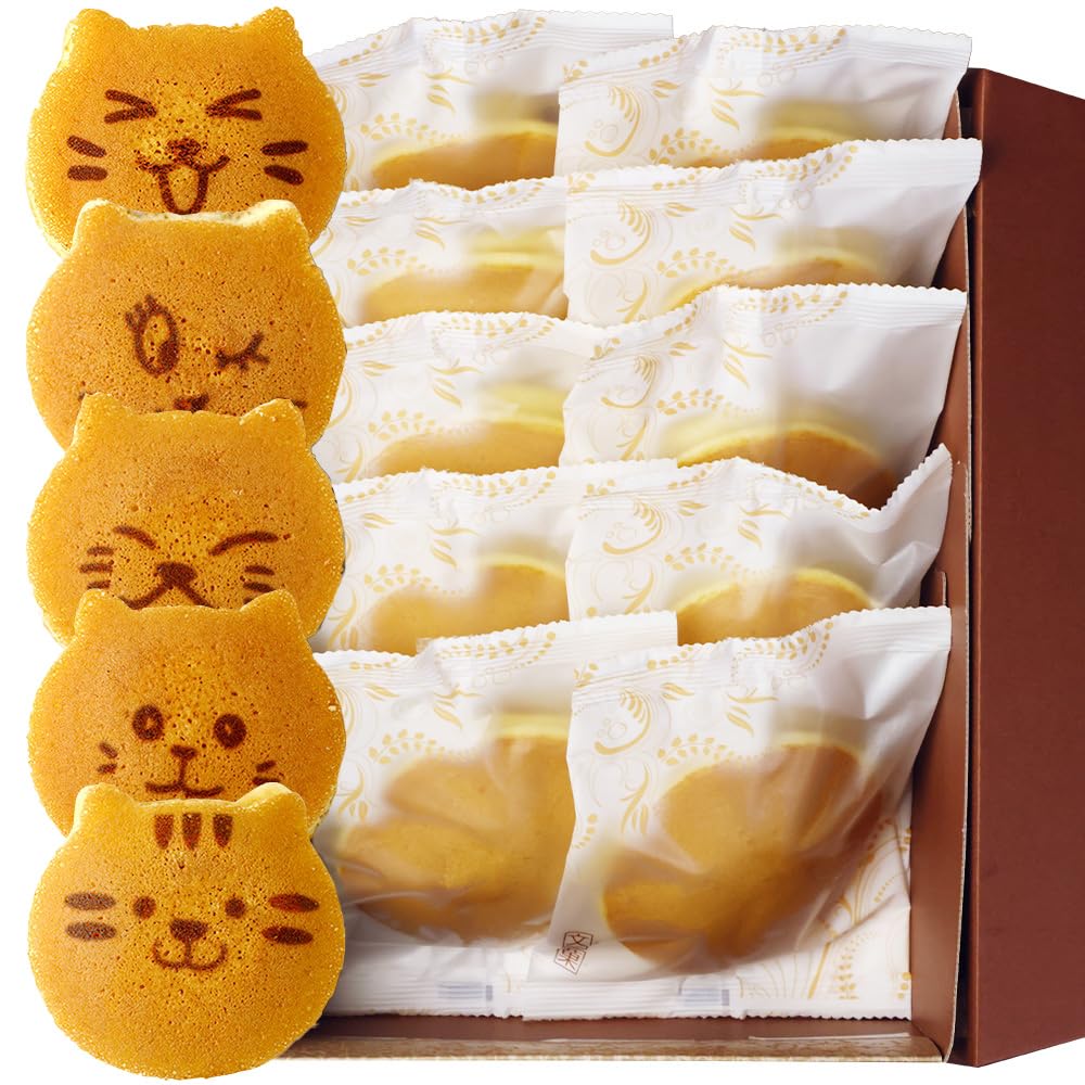 Amazon.co.jp: 猫 どら焼き どらネコ ねこ ドラ焼き お菓子 和菓子 10
