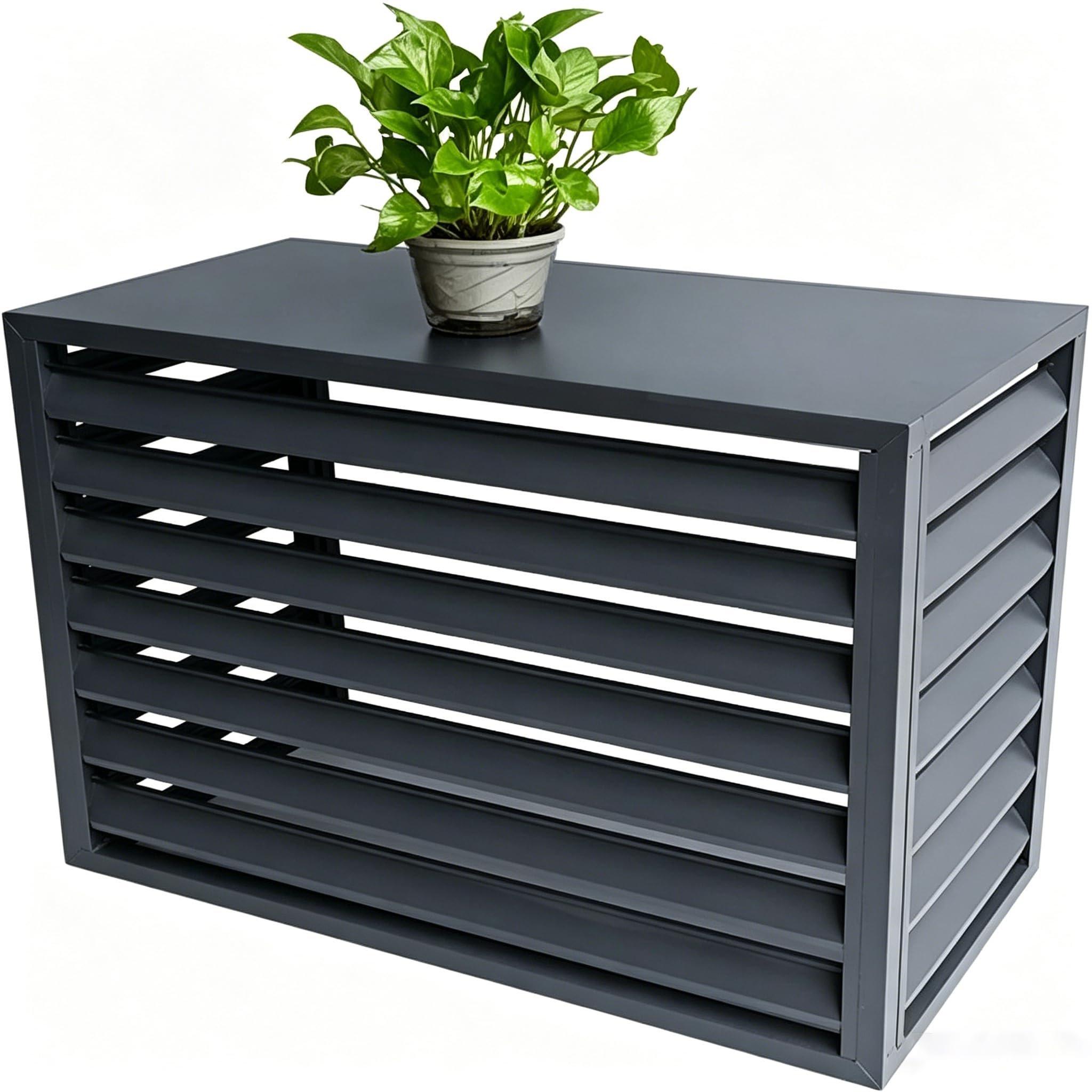 Klimageräteabdeckung Außengerät mit fester Abdeckung, aus Aluminiumlegierung rostbeständig, regenfest und laubfest, keine Beeinträchtigung der Lüftung für Einheiten 2~3PS(Schwarz, 110×60×80cm)