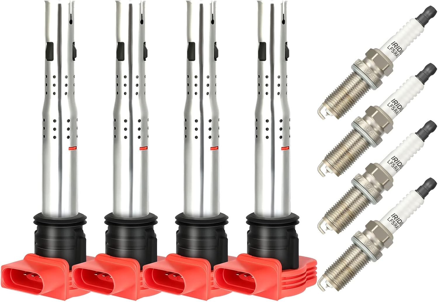 OCPTY 4 Ignition Coils with 4 Iridium Spark Plugs Uf529, 06E905115E, 06E905115F 2005-2013 for Audi A3 2.0L/L4, 2013-2016 for Audi A4 Allroad 2.0L/L4