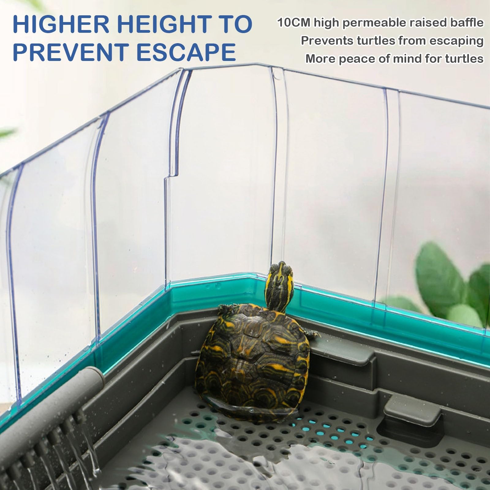 Schildkröten Terrarium Aquarium Komplettset – Paludarium Tank für Schildkröten | Terrarien für Reptilien & Amphibien | Leicht zu Wechseln und zu Reinigen | Überwinterungsbox für Schildkröten(Green Wit