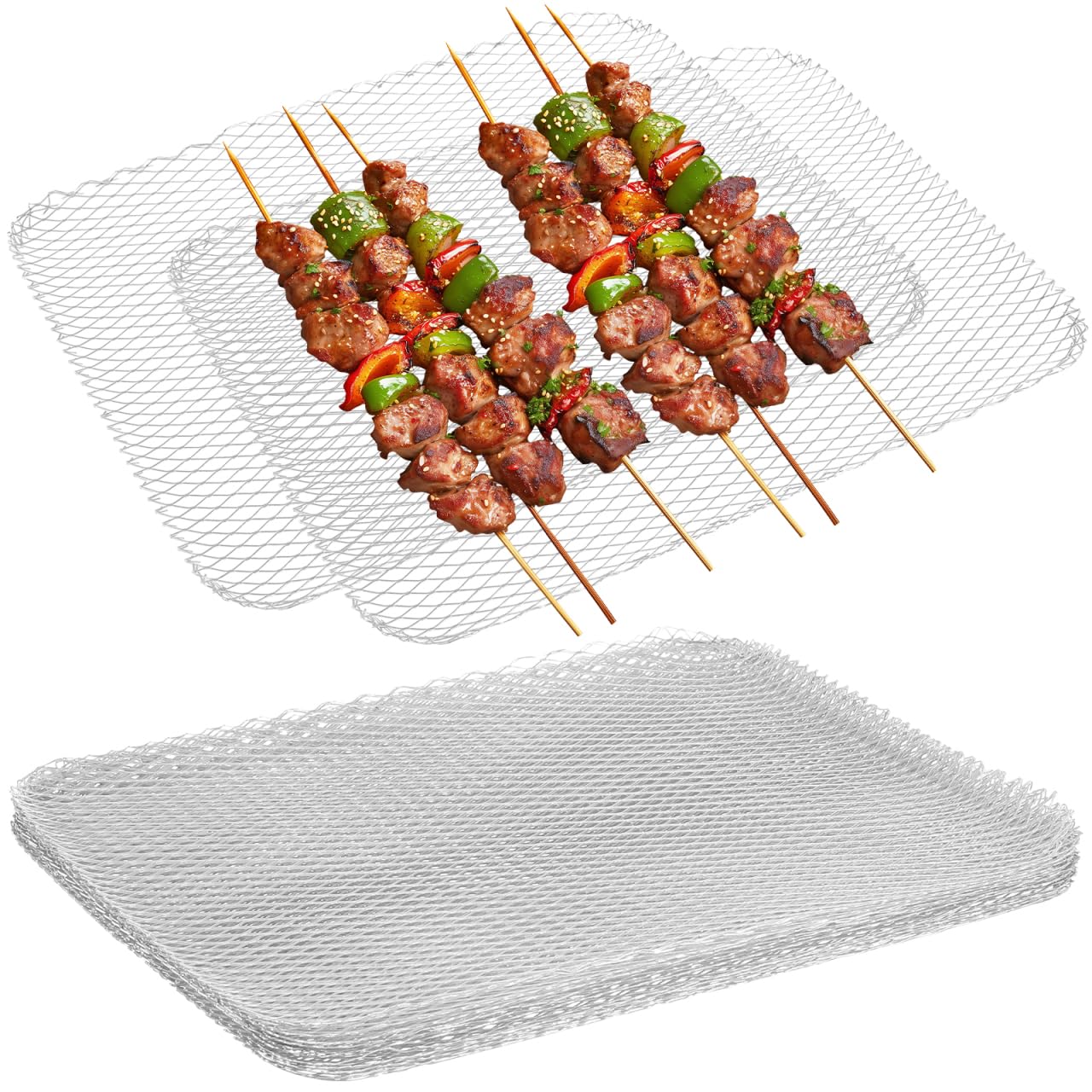 Didiseaon Disposable Grill Topper: Bbq Grill Mesh Disposable Barbecue Grates Mesh Mats 15.25X11.99In Non-Stick Aluminum Outdoor Cooking Mats for Camping Picnic Food Cooking